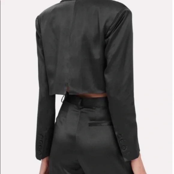 Fleur du Mal Black Crop Suit Pants and Jacket Set - Picture 2 of 9